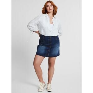 FRYE | Women's Mid-Rise Corset Mini Skirt Denim Jean Culver Wash Size 16